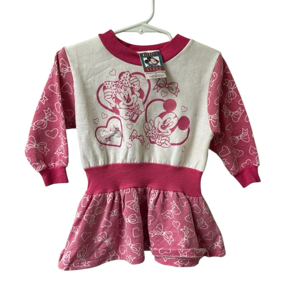 Vintage 90s Disney 2T Kids Pink Minnie & Mickey Sweater